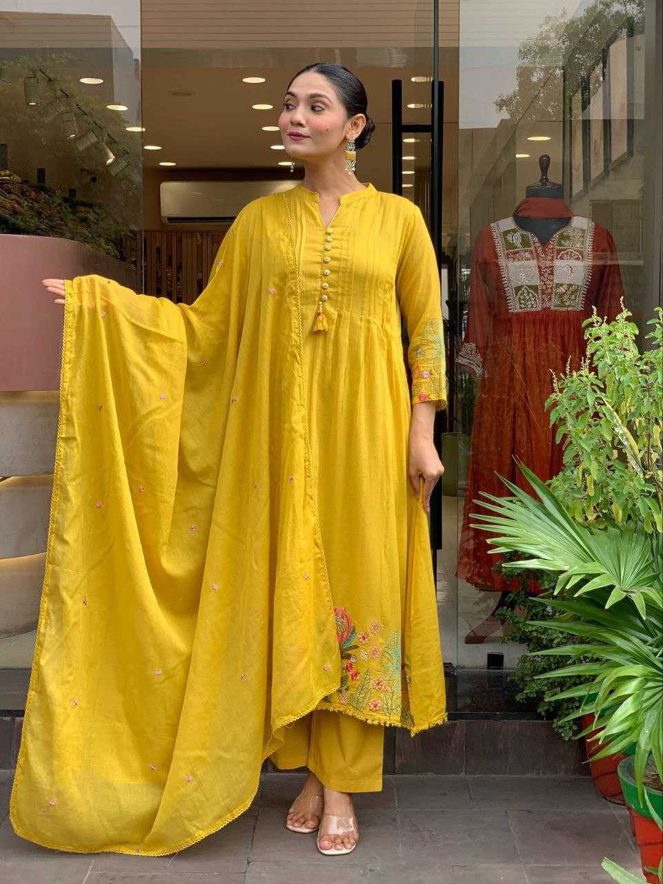 Ynf Chanderi Silk RIN217 355 Suits & Dresses Festive Collections Wholesale Chanderi Suit Embroidered Suits Gown Dresses Manufacturer- Kapda Export