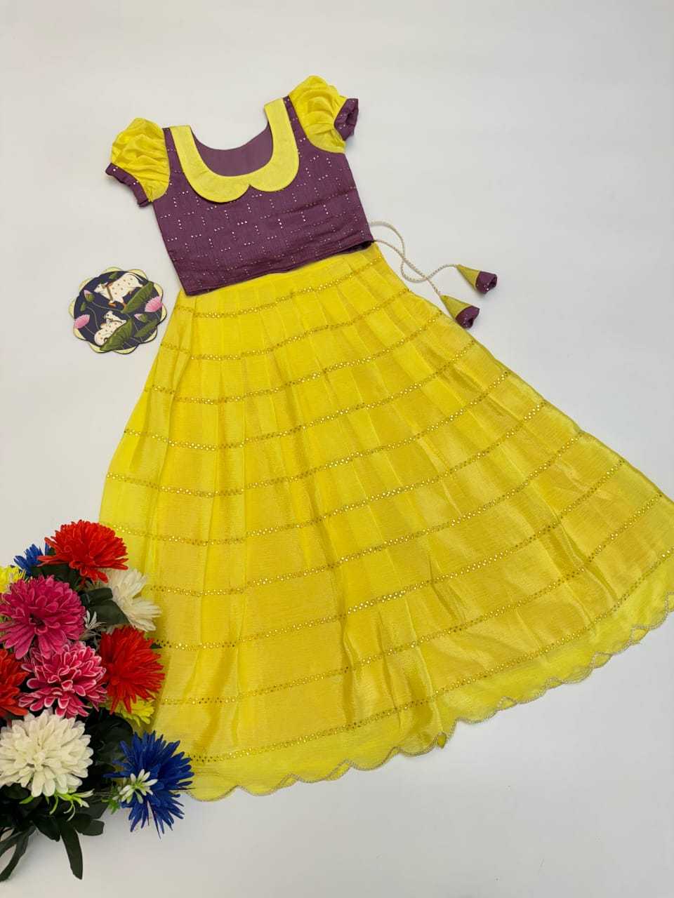 Ynf Chinon RIN235 Mukiesh Kids Wear Wholesale Kids Lehenga Girls Cotton Frocks Kids Designer Frock Manufacturer- Kapda Export