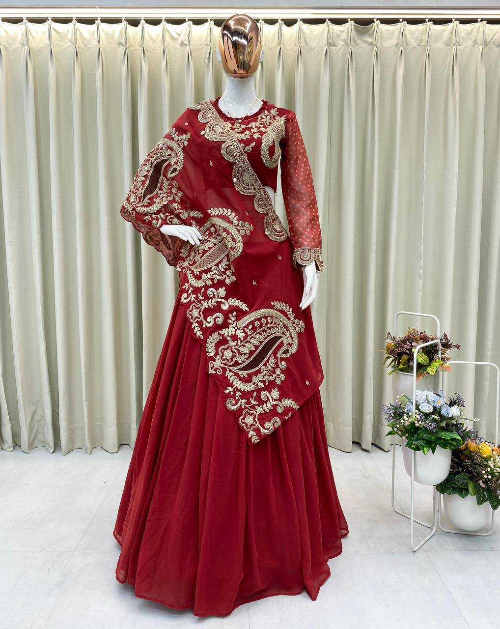 Ynf Georgette KESH678 400 Lehengas Festive Collections Wholesale Embroidered Lehenga Heavy Lehenga Eid Collections Manufacturer- Kapda Export