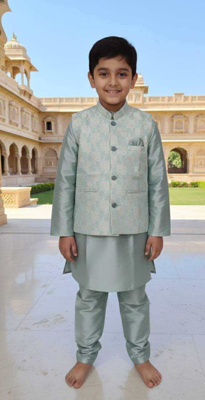 Ynf Jacquard KESH650 SAVI Kids Wear Festive Collections Wholesale Boys Kurta Pyjama Kids Festive Wear Baby Boy Kurta Set Manufacturer- Kapda Export