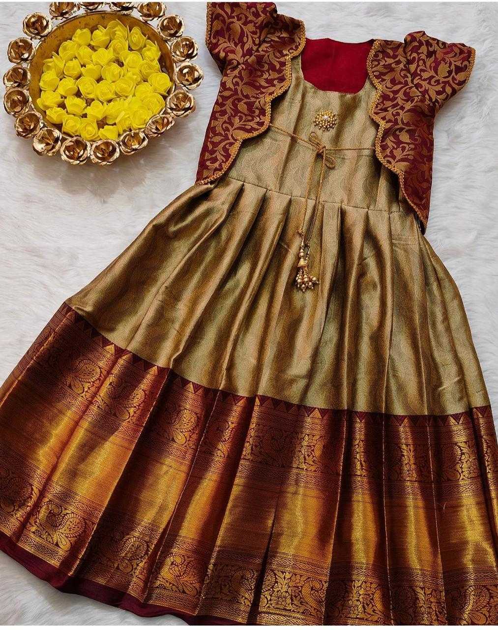 Ynf Lichi Silk RIN235 Snehal Kids Wear Festive Collections Wholesale Kids Gown Kids Frocks Kids Ethnic Gowns Manufacturer- Kapda Export