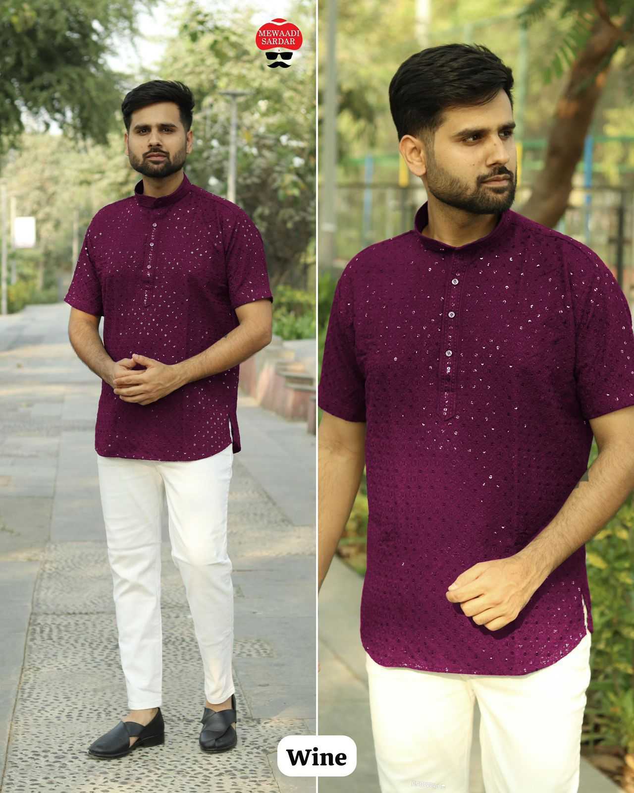 Ynf Rayon KESH481 Chikankari Mens Wear Wholesale Casual Wear Men Cotton Kurta Men Short Kurta Manufacturer- Kapda Export