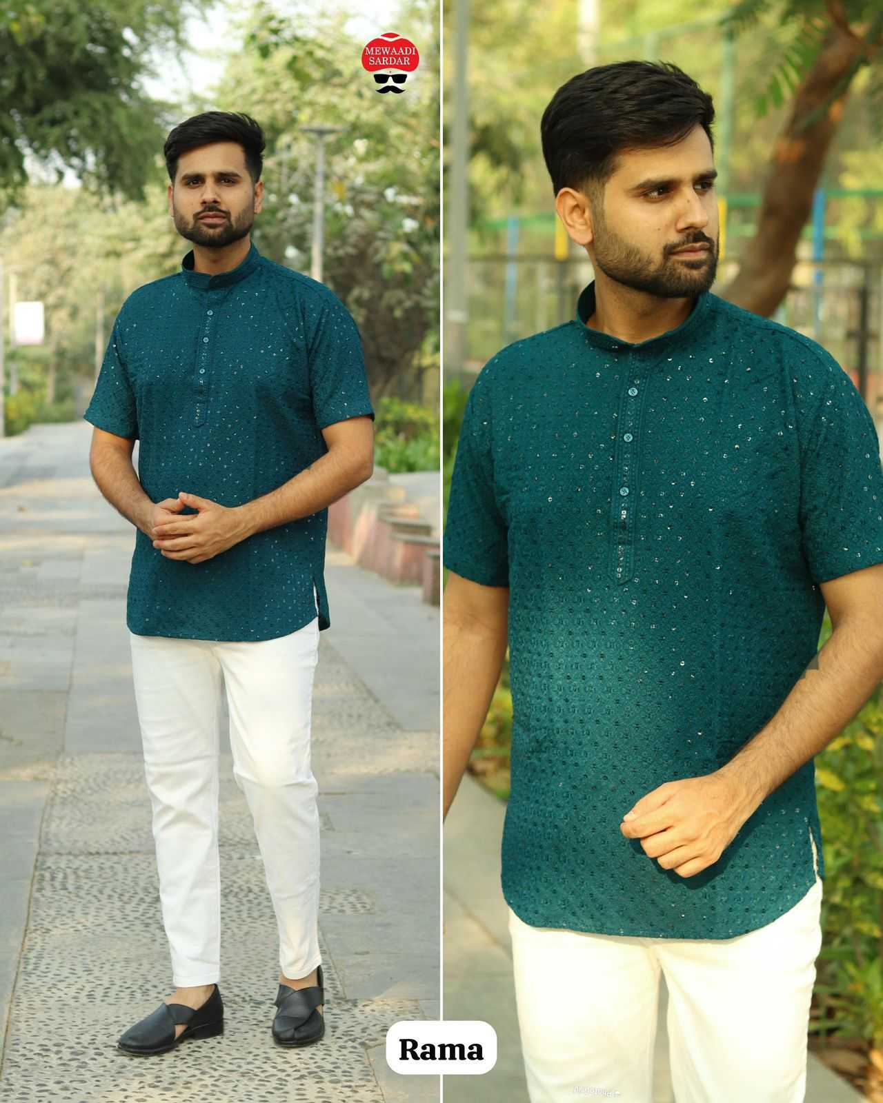 Ynf Rayon KESH481 Chikankari Mens Wear Wholesale Casual Wear Men Cotton Kurta Men Short Kurta Manufacturer- Kapda Export