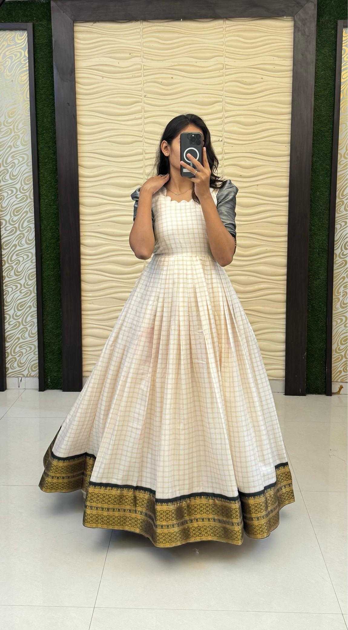 Ynf Silk Cotton RIN235 Mandira Gowns Wholesale Fancy Gowns Party Gowns White Gown Manufacturer- Kapda Export