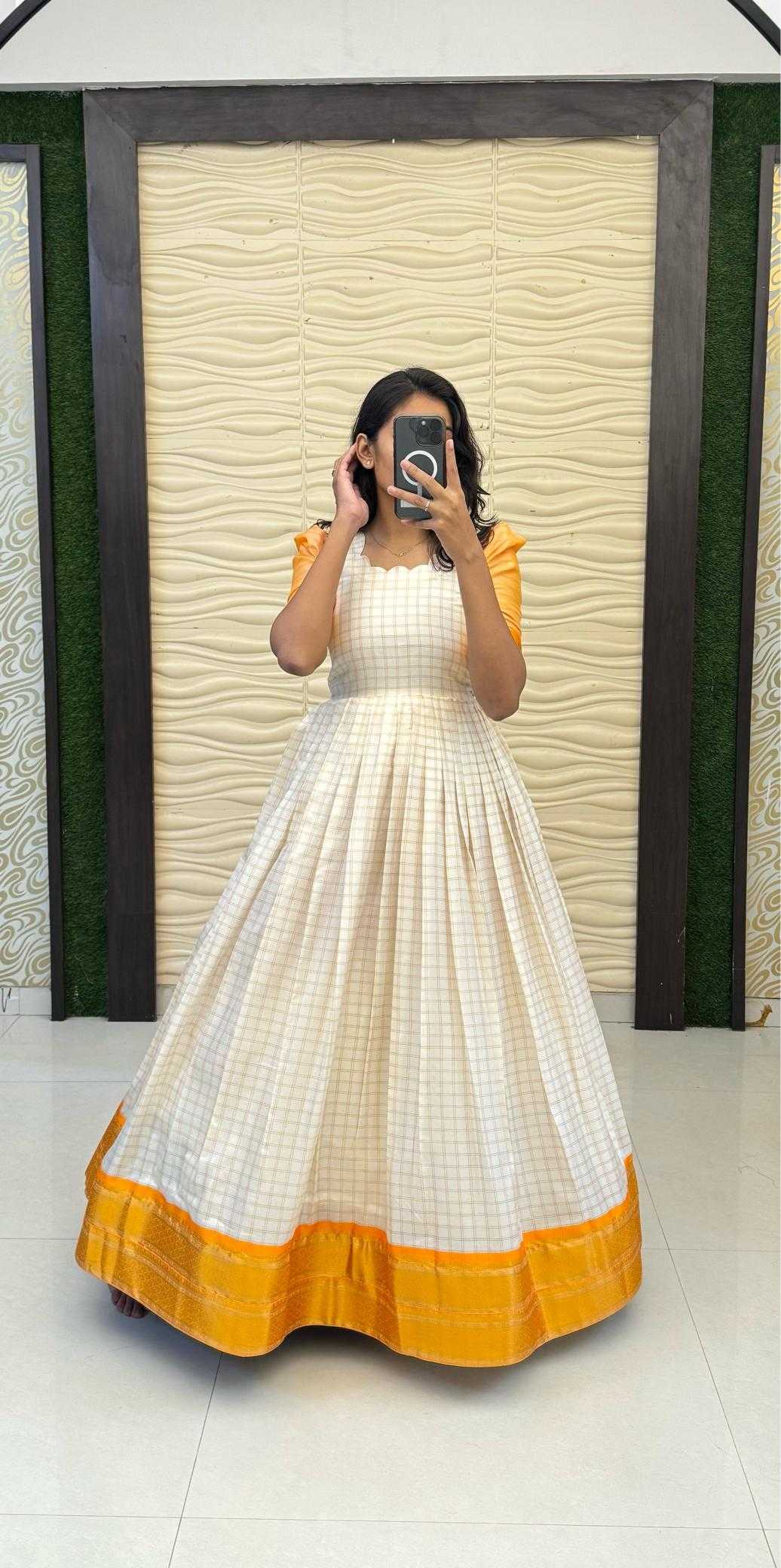 Ynf Silk Cotton RIN235 Mandira Gowns Wholesale Fancy Gowns Party Gowns White Gown Manufacturer- Kapda Export