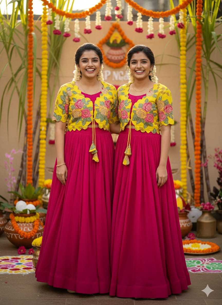 Ynf Silk KESH505 Natural Gowns Festive Collections Wholesale Silk Gowns Indo-Western Gown With Jacket Pongal Collections Manufacturer- Kapda Export