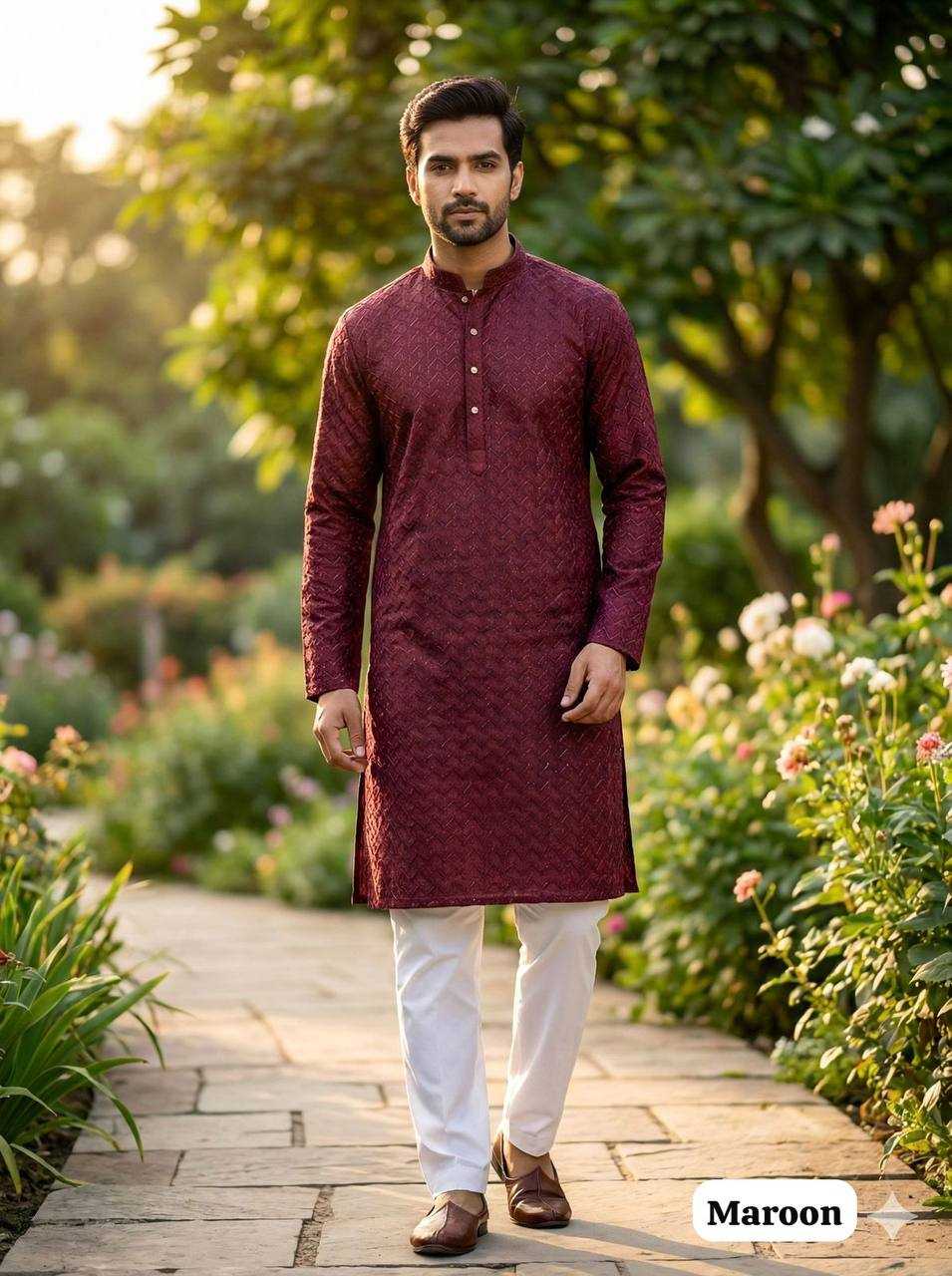 Ynf Silk RIN125 Dhurandhar Mens Wear Festive Collections Wholesale Mens Kurta Pyjama Casual Wear Silk Kurta Manufacturer- Kapda Export