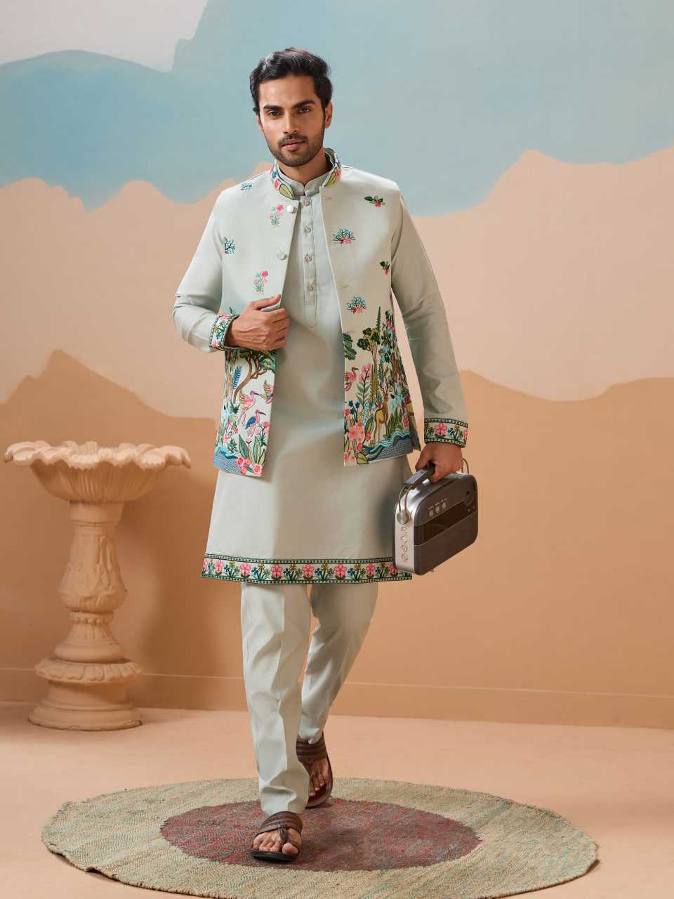Ynf Silk RIN202 SHUBHVASTRA VANTARA 61591 Mens Wear Festive Collections Wholesale Mens Kurta Pyjama Silk Kurta Men Wedding kurta Manufacturer- Kapda Export