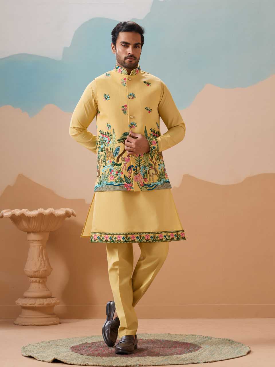 Ynf Silk RIN202 SHUBHVASTRA VANTARA 61591 Mens Wear Festive Collections Wholesale Mens Kurta Pyjama Silk Kurta Men Wedding kurta Manufacturer- Kapda Export