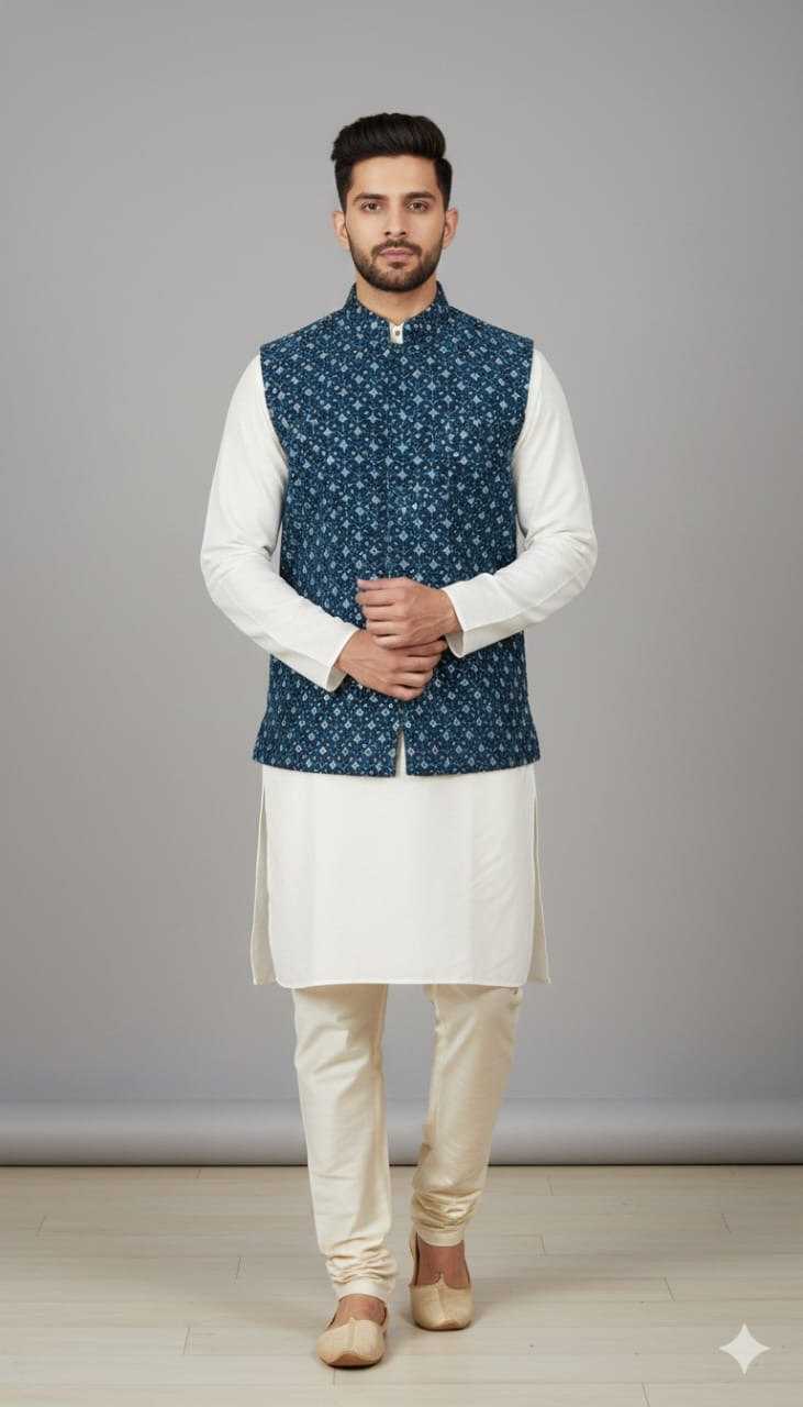 Ynf Velvet KESH650 Velvet Vol 3 Mens Wear Wholesale Mens Kurta Pyjama Embroidered Kurta Pajama Mens Ethnic Jackets Manufacturer- Kapda Export