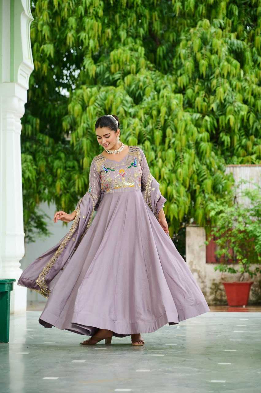 Ynf Vichitra Silk KESH491 9299 Gowns Wholesale Party Wear Gowns Full Sleeve Gowns Sequin Gowns Manufacturer- Kapda Export