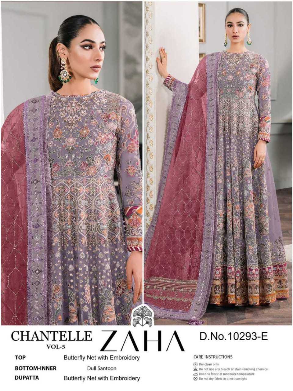 Ynf Butterfly Net KESH677 ZAHA CHANTELLE-VOL-5 10293-E-F Gowns Islamic Clothing Festive Collections Wholesale Pakistani Suits Net Gowns Eid Collections Manufacturer- Kapda Export