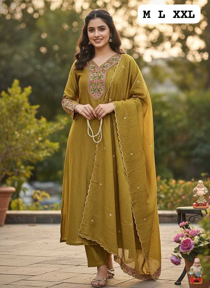 Ynf Chanderi Silk KESH594 KAPILA Suits & Dresses Festive Collections Wholesale Embroidery Suits Ladies Silk Suit Chanderi Suit Manufacturer- Kapda Export