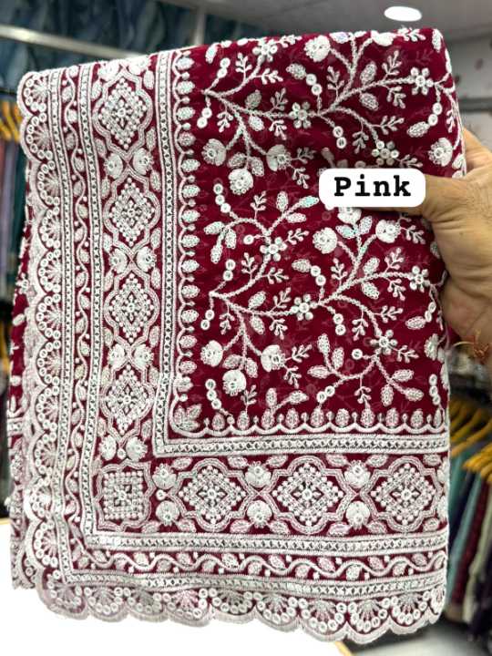 Ynf Chikan KESH114 9517 Sarees Wholesale Designer Sarees Sequence Sarees Chikan Sarees Manufacturer- Kapda Export