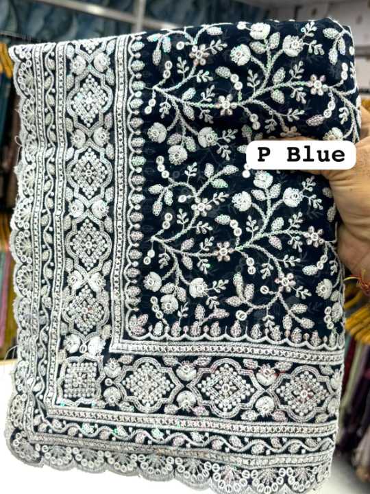 Ynf Chikan KESH114 9517 Sarees Wholesale Designer Sarees Sequence Sarees Chikan Sarees Manufacturer- Kapda Export