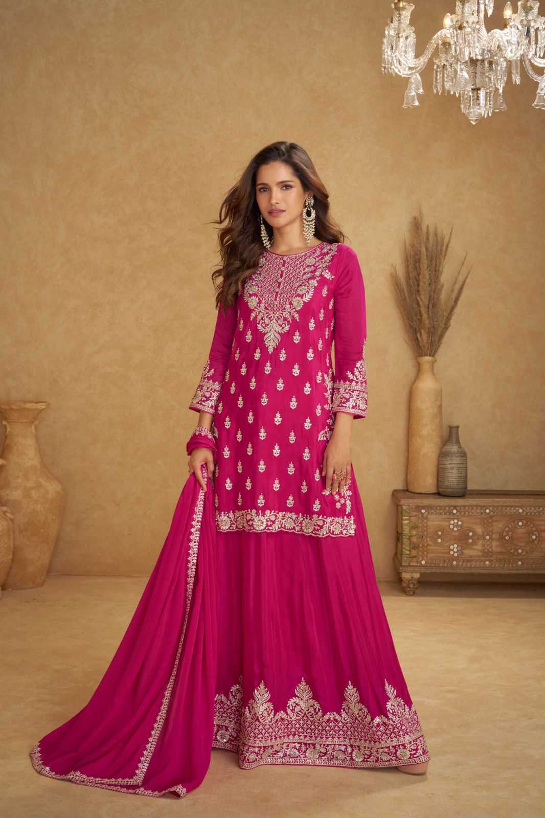 Ynf Chinon KESH587 Gulkayra NIRVI Suits & Dresses Wholesale Patiala Suits Palazzo Suit Embroidered Suits Manufacturer- Kapda Export