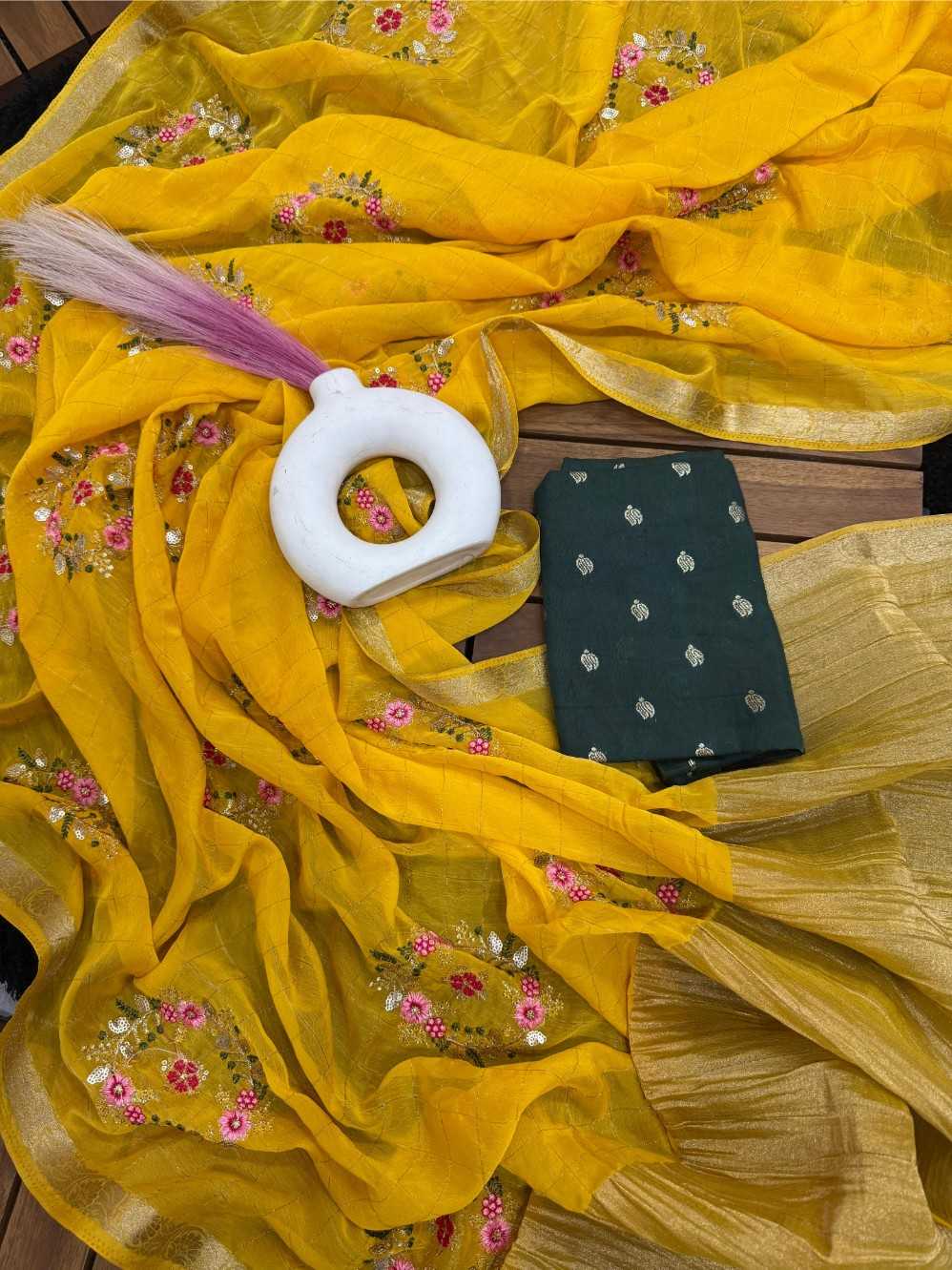 Ynf Chinon KESH676 Viscose Chex Sarees Wholesale Sequence Sarees Contemporary Sarees Viscose Saree Manufacturer- Kapda Export