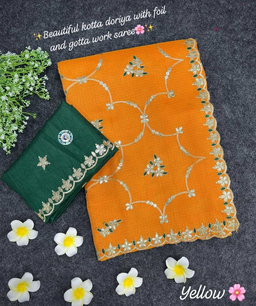 Ynf Cotton KESH584 COTTAN Sarees Wholesale Designer Sarees Embroidered Sarees Gota Work Saree Manufacturer- Kapda Export