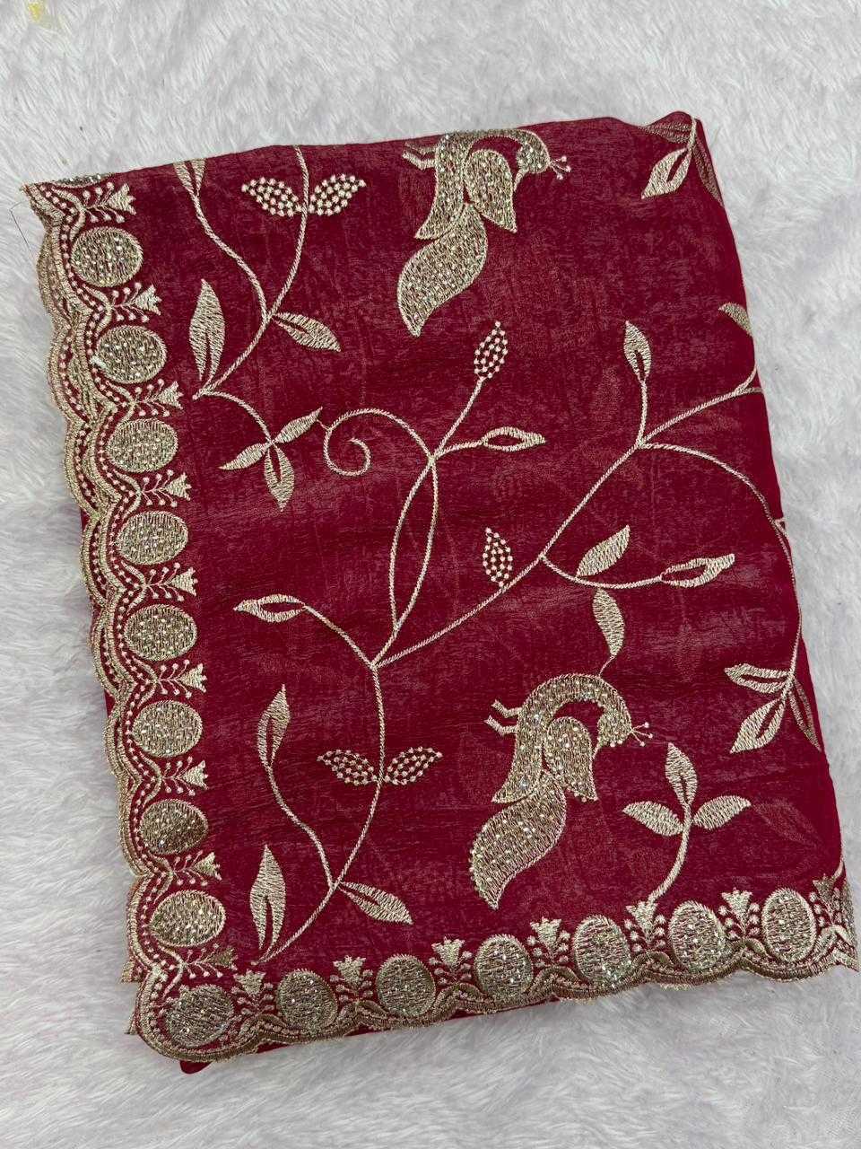 Ynf Crunchi KESH114 3847 Sarees Wholesale Embroidered Sarees Stone Work Saree Zari Border Sarees Manufacturer- Kapda Export