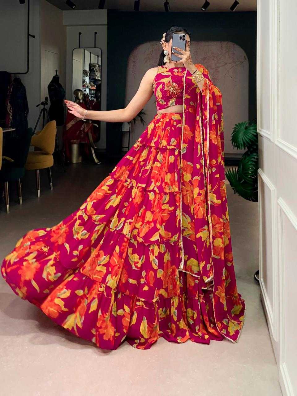 Ynf Fancy KESH134 1145 Lehengas Wholesale Fancy Lehenga Designer Lehenga Choli Floral Lehenga Manufacturer- Kapda Export