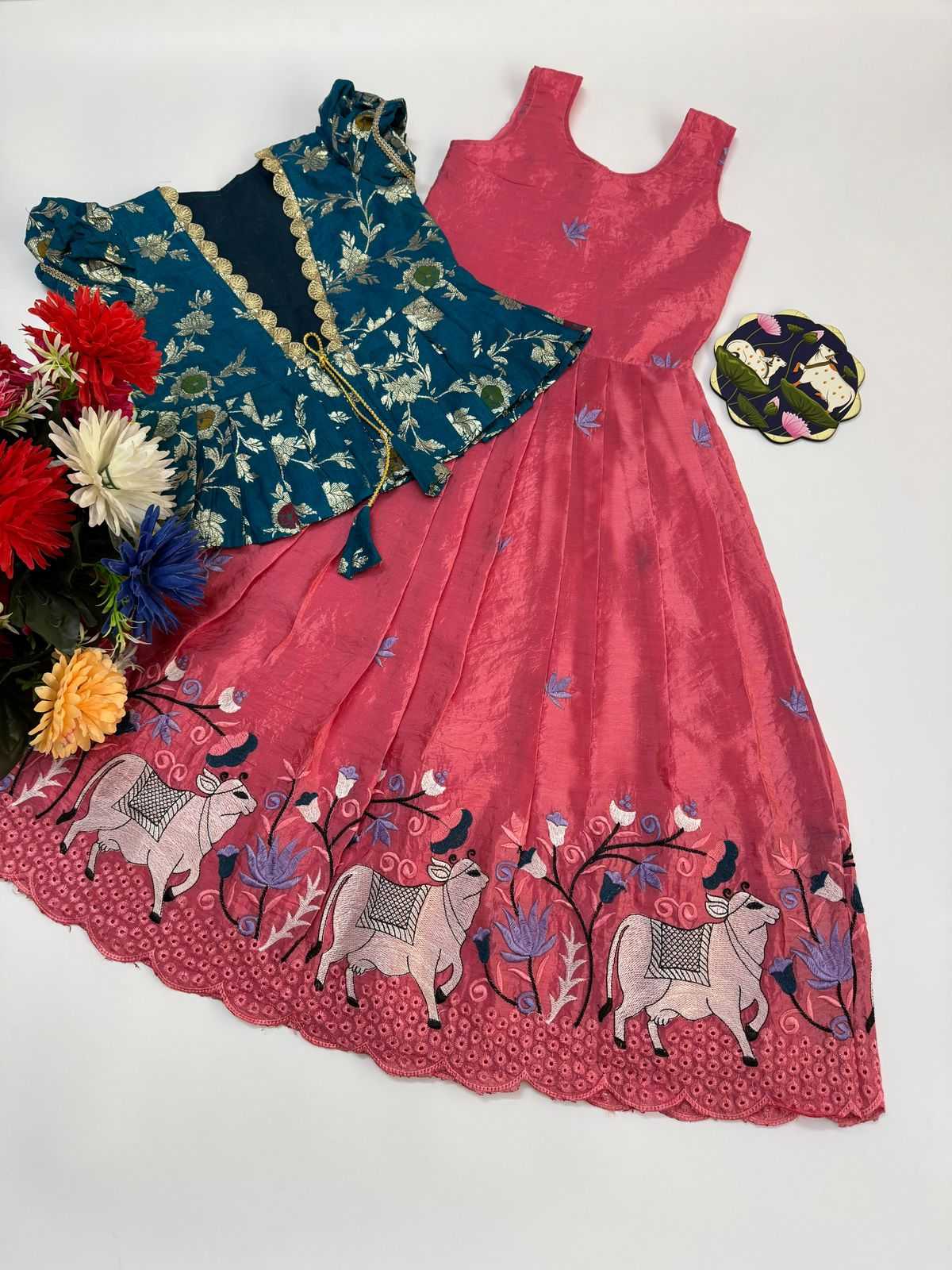 Ynf Fancy RIN235 nylon Dola Kids Wear Wholesale Kids Gown Kids Designer Frock Kids Festive Wear Manufacturer- Kapda Export