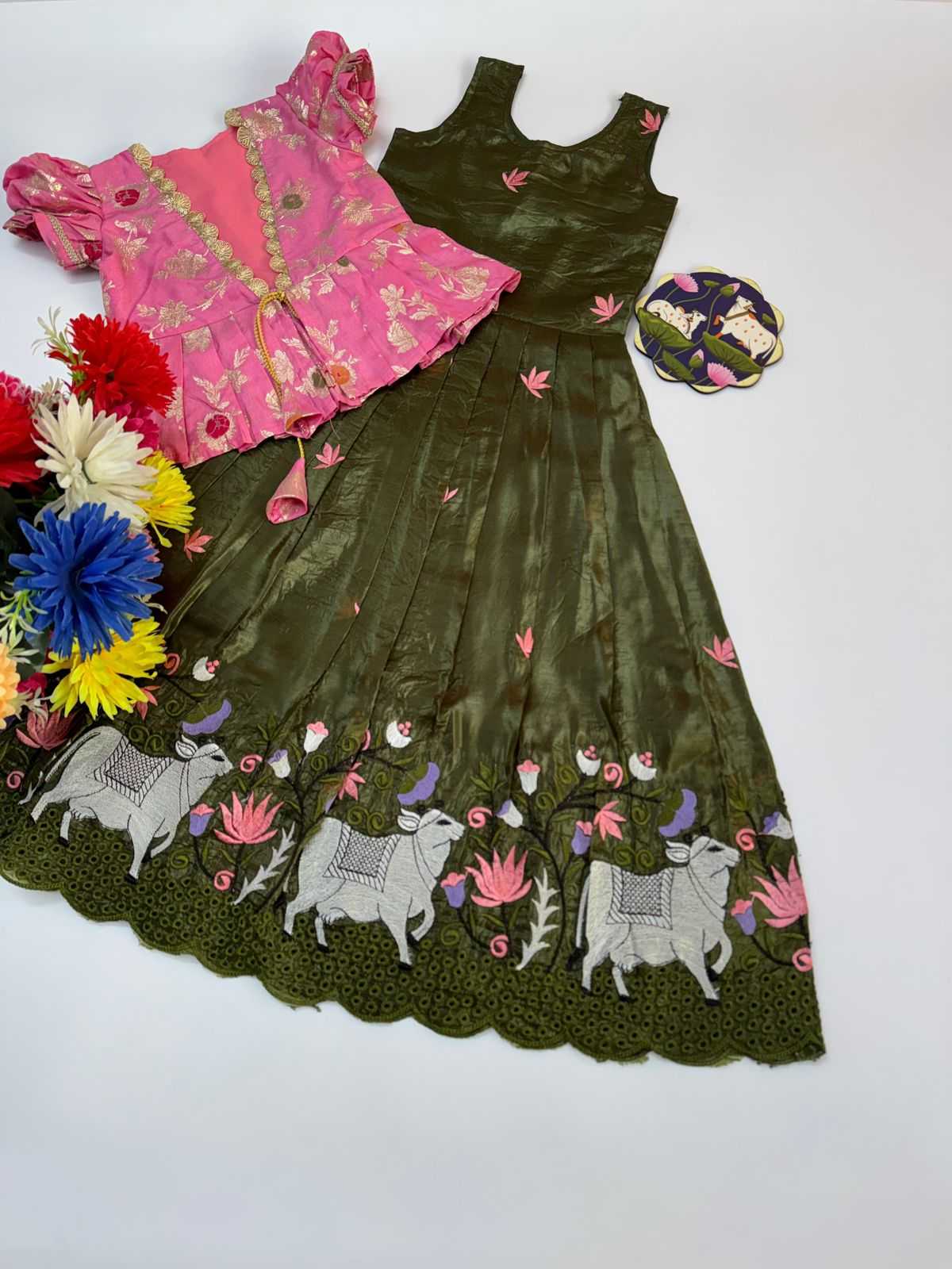 Ynf Fancy RIN235 nylon Dola Kids Wear Wholesale Kids Gown Kids Designer Frock Kids Festive Wear Manufacturer- Kapda Export