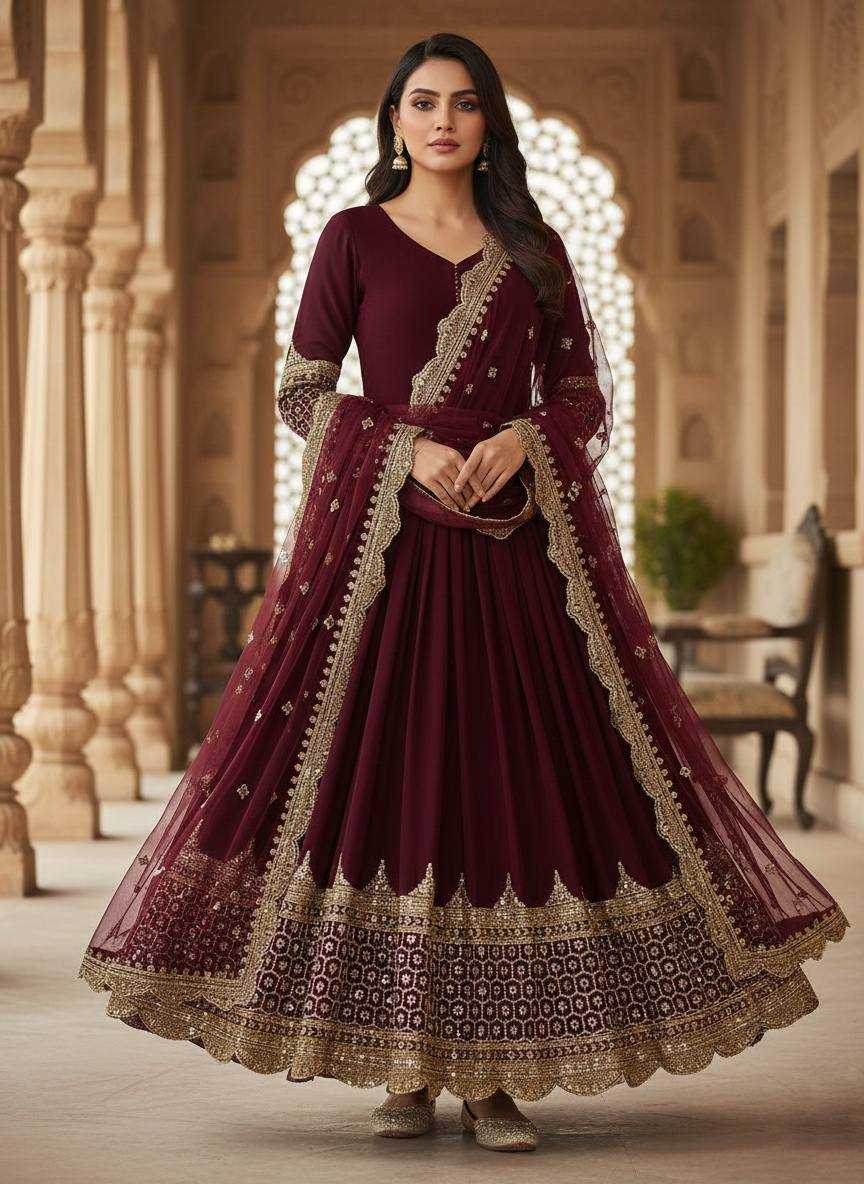 Ynf Faux Georgette KESH638 194 Gowns Wholesale Anarkali Gown Embroidered Gown Designer Gowns Manufacturer- Kapda Export
