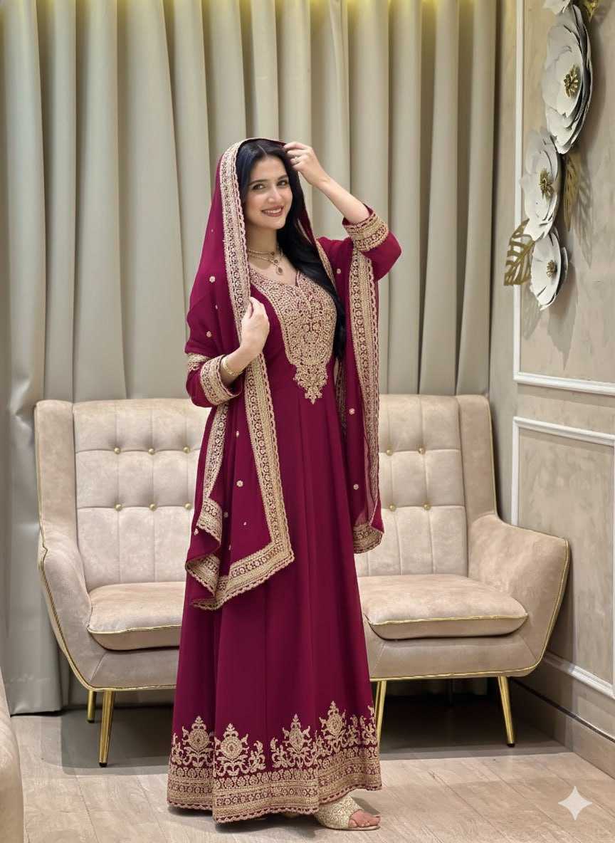 Ynf Faux Georgette RIN212 7099 Gowns Wholesale Embroidery Gowns Party Gowns Long Gowns Manufacturer- Kapda Export