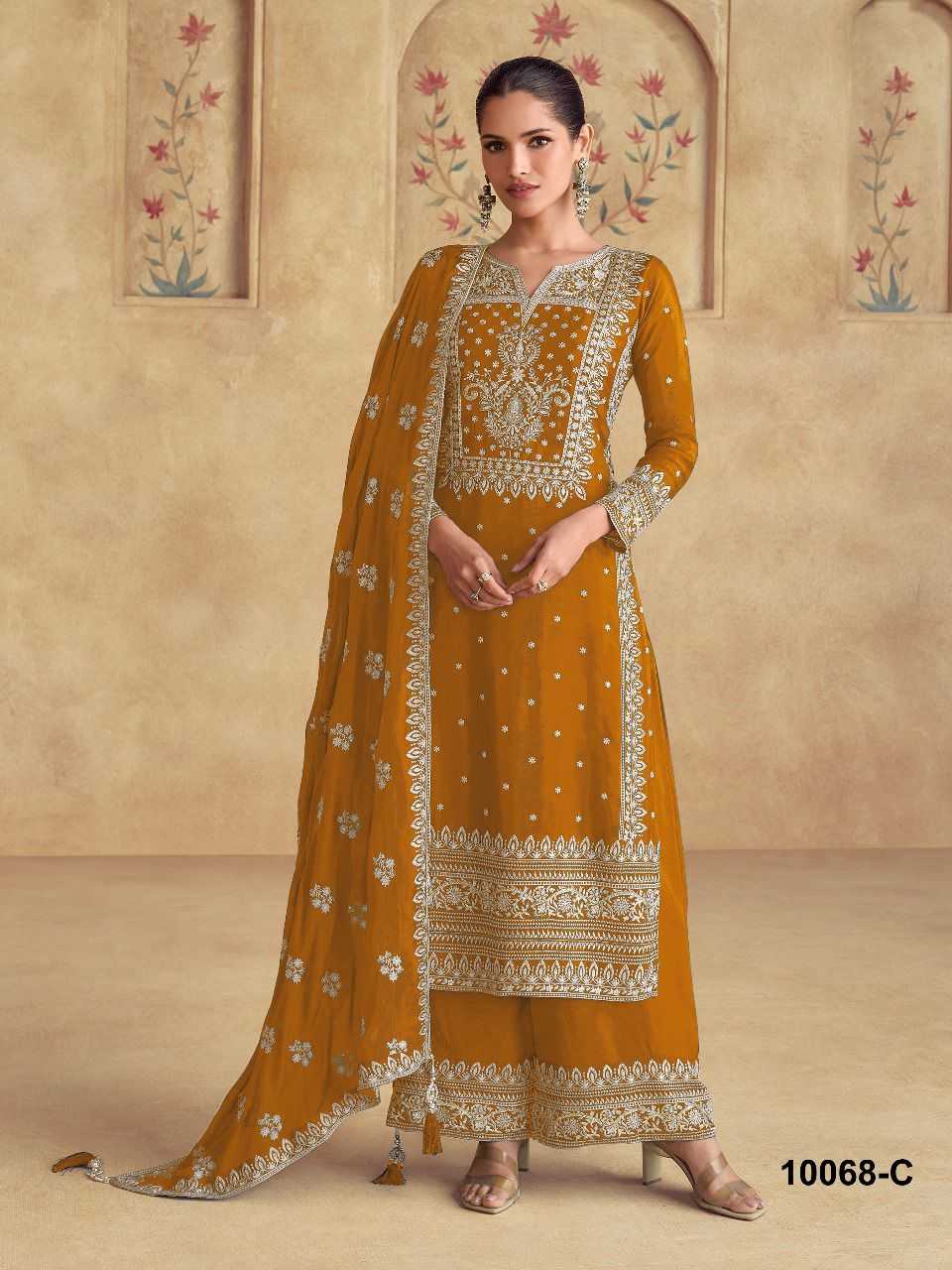 Ynf Faux Georgette RIN236 AASHIRWAD 10068 Suits & Dresses Wholesale Party wear suits Embroidered Suits Semi-Stitched Suits Manufacturer- Kapda Export