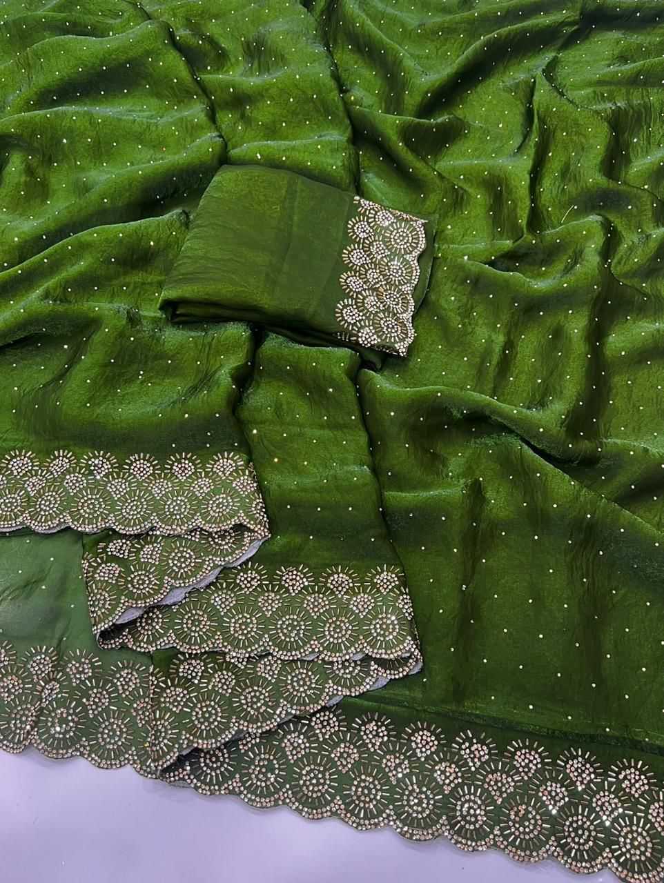 Ynf FENDY KESH547 SARAN Sarees Wholesale Embroidered Sarees Contemporary Sarees Satin Sarees Manufacturer- Kapda Export