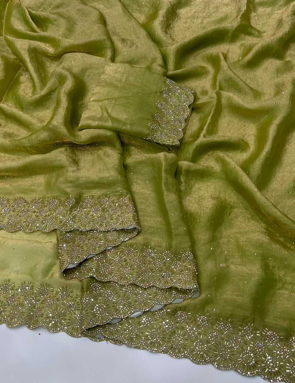 Ynf FENDY KESH547 SARAN Sarees Wholesale Embroidered Sarees Contemporary Sarees Satin Sarees Manufacturer- Kapda Export