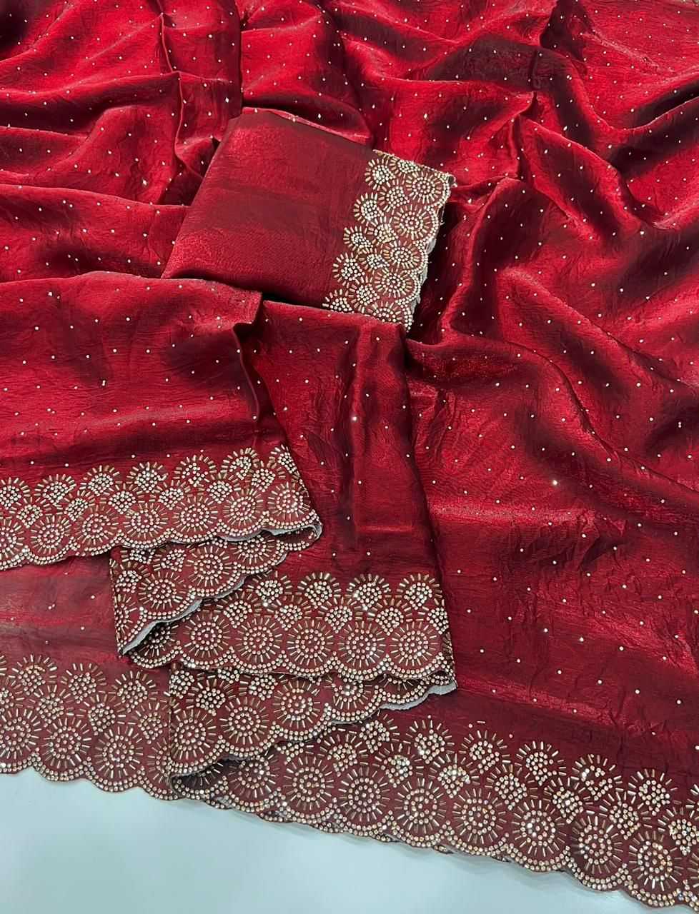 Ynf FENDY KESH547 SARAN Sarees Wholesale Embroidered Sarees Contemporary Sarees Satin Sarees Manufacturer- Kapda Export