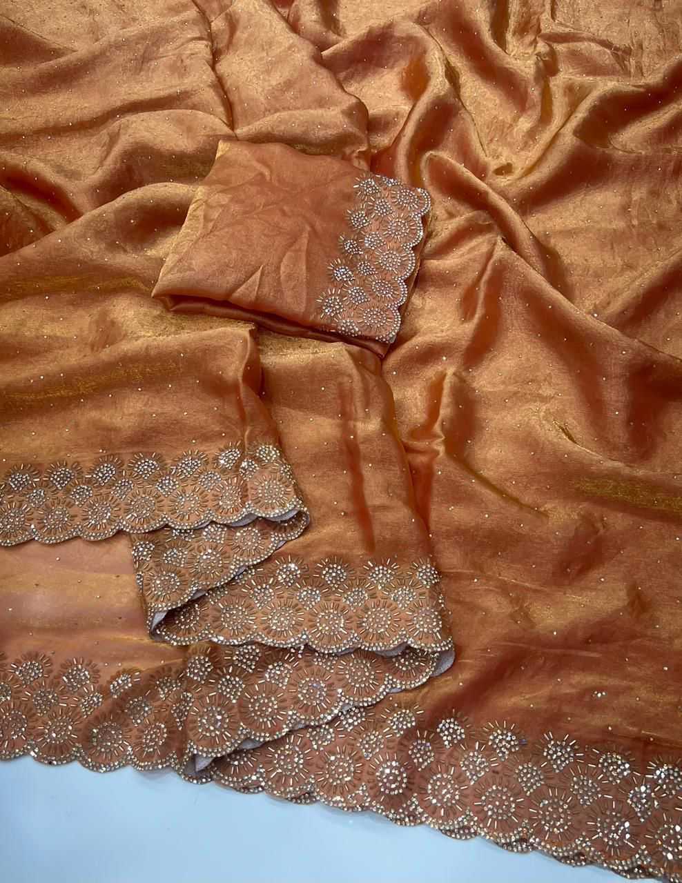 Ynf FENDY KESH547 SARAN Sarees Wholesale Embroidered Sarees Contemporary Sarees Satin Sarees Manufacturer- Kapda Export
