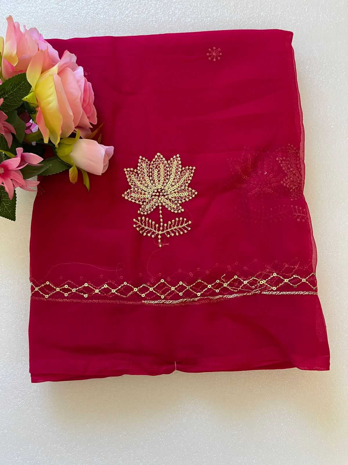 Ynf Georgette KESH696 009 Sarees Wholesale Sequence Sarees Work Sarees Embroidered Sarees Manufacturer- Kapda Export