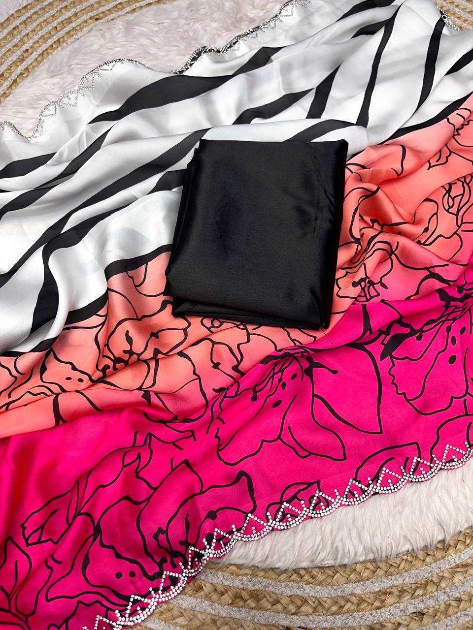 Ynf Georgette RIN230 608 Sarees Festive Collections Wholesale Printed Sarees Georgette Sarees Swarovski Sarees Manufacturer- Kapda Export