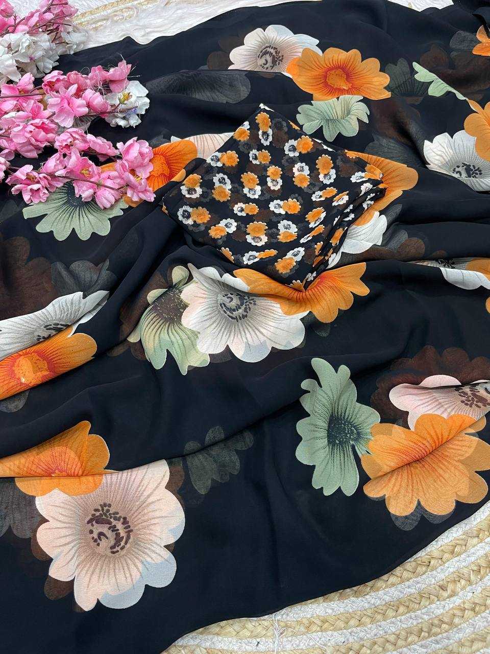 Ynf Georgette RIN230 630 Sarees Wholesale Designer Sarees Printed Sarees Weightless Sarees Manufacturer- Kapda Export