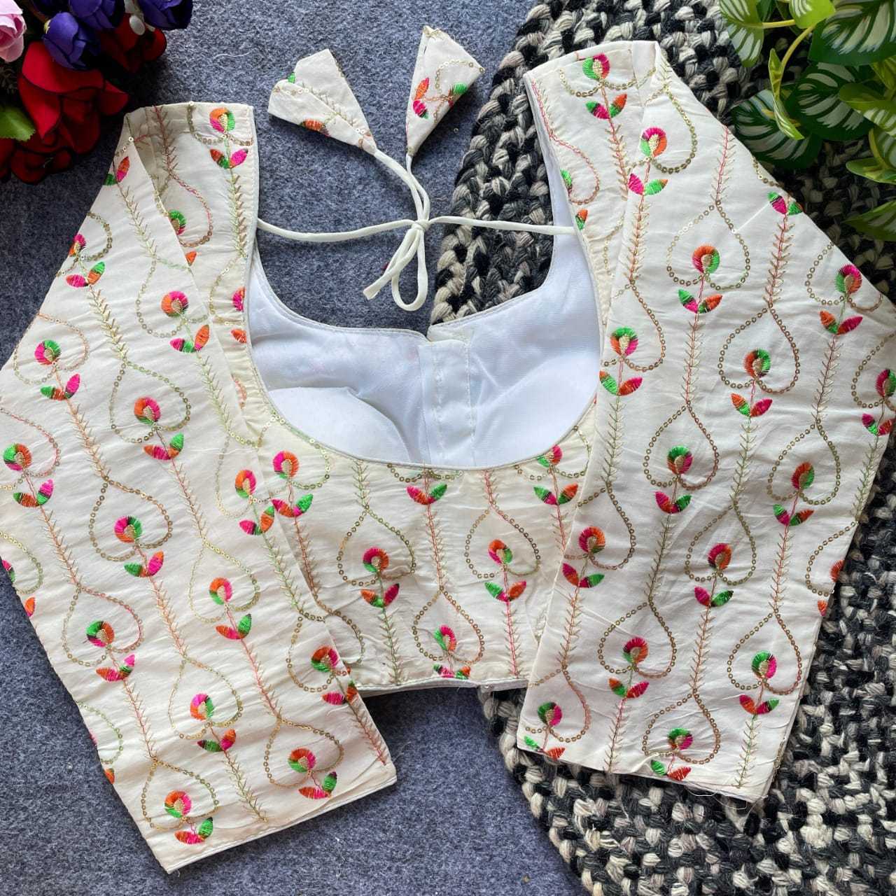 Ynf Khadi Cotton KESH411 KHADI COTTON Readymade Blouses Wholesale Embroidered Blouses Cotton Blouse Party Wear Blouse Manufacturer- Kapda Export