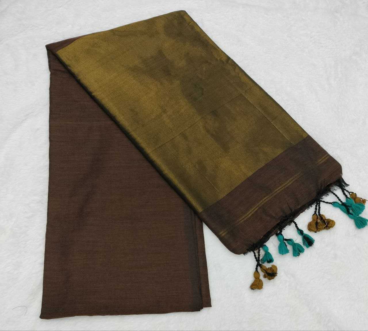 Ynf Khadi Cotton KESH525 KHADI ZARI Sarees Wholesale Uniform Sarees Plain Sarees Festive Sarees Manufacturer- Kapda Export