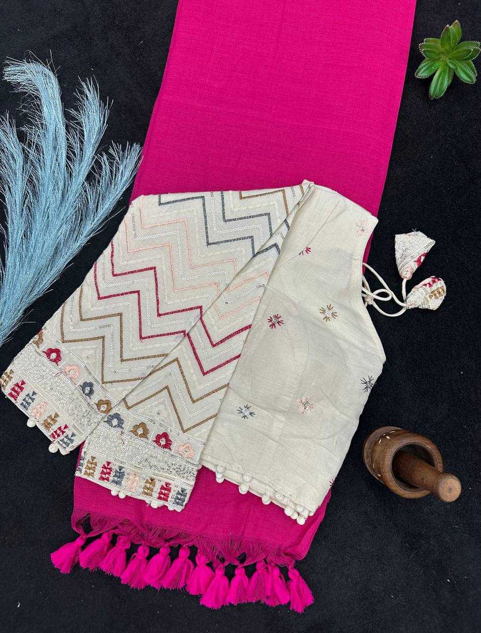 Ynf Khadi Cotton KESH653 18 Sarees Readymade Blouses Wholesale Designer Blouse Cotton Blouse Party Wear Blouse Manufacturer- Kapda Export