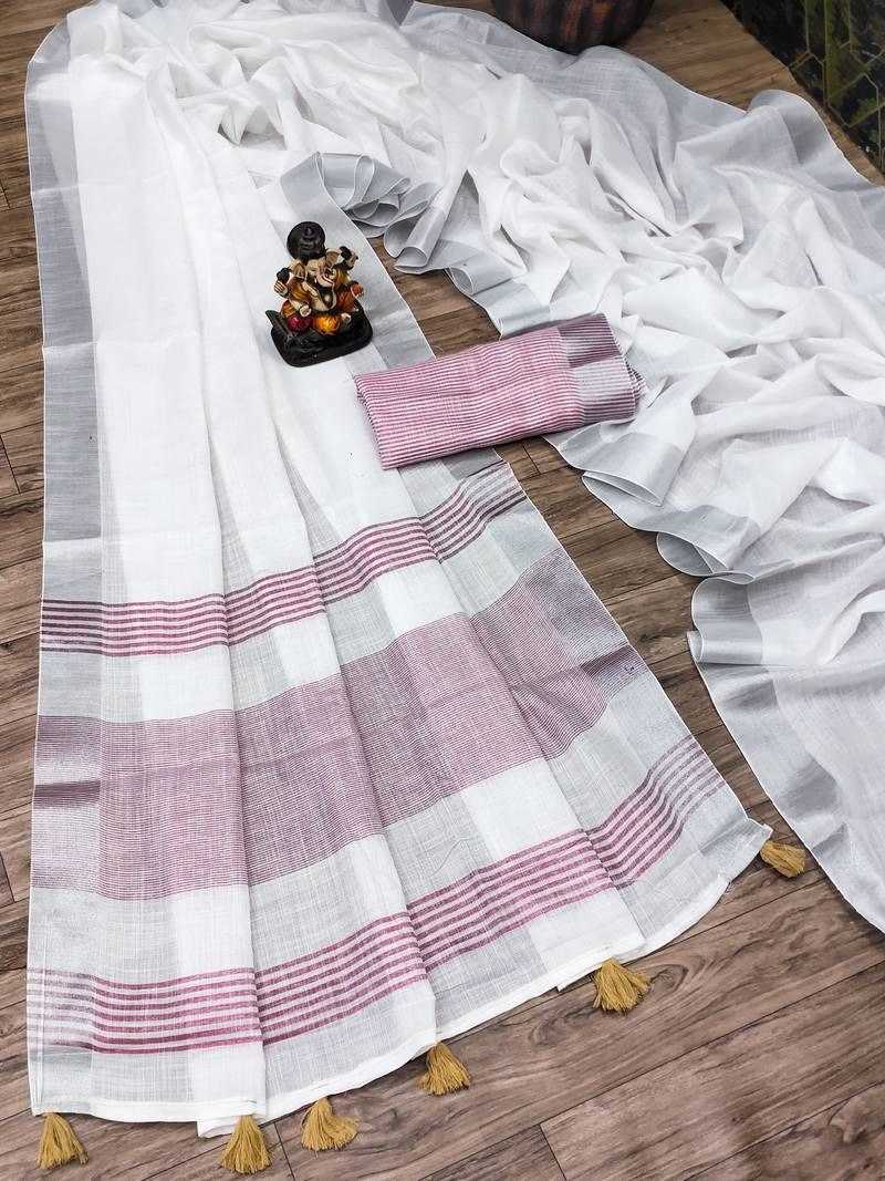 Ynf Linen KESH626 1062 Sarees Wholesale White Sarees Linen Sarees Festive Sarees Manufacturer- Kapda Export