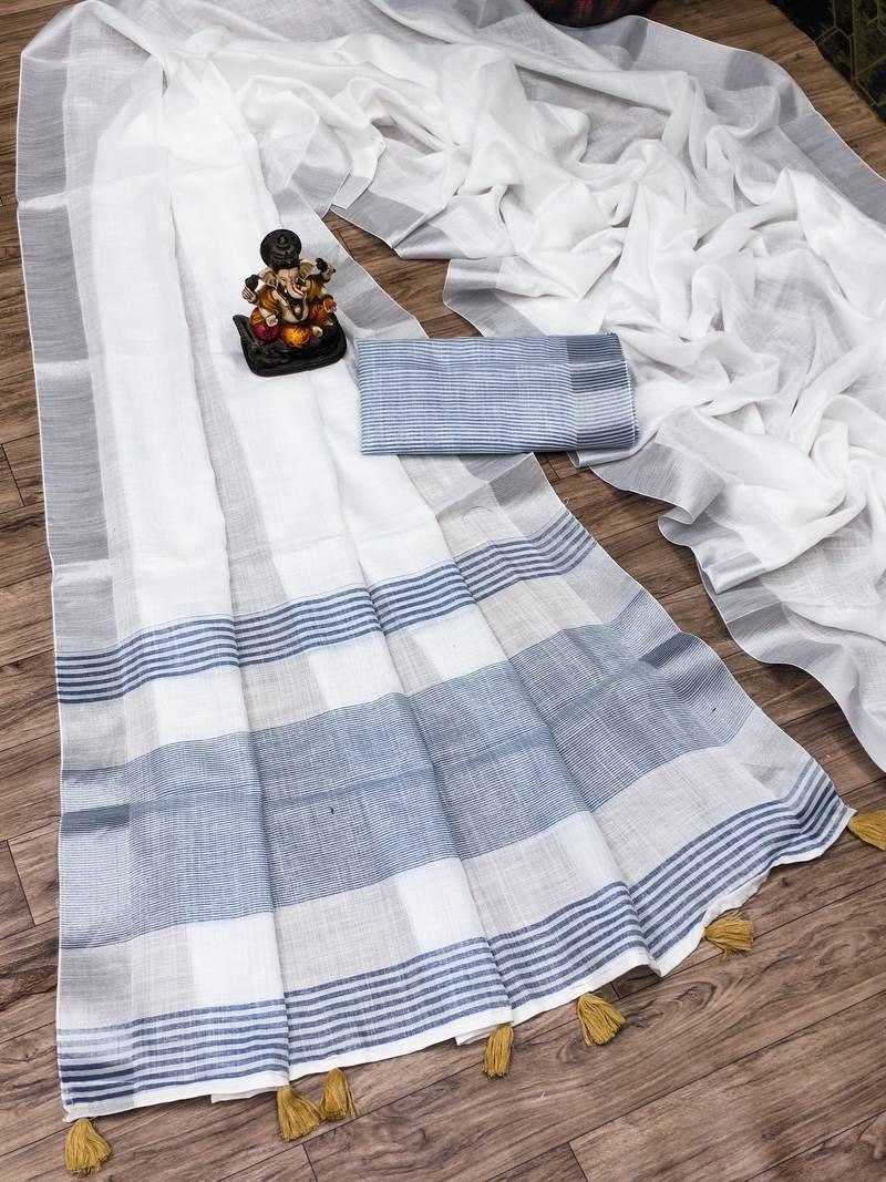 Ynf Linen KESH626 1062 Sarees Wholesale White Sarees Linen Sarees Festive Sarees Manufacturer- Kapda Export