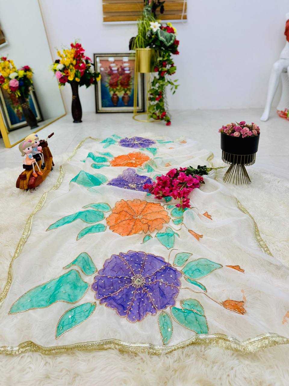 Ynf Organza Silk KESH158 8007 Duppatas Wholesale Printed Duppata Manufacturer- Kapda Export