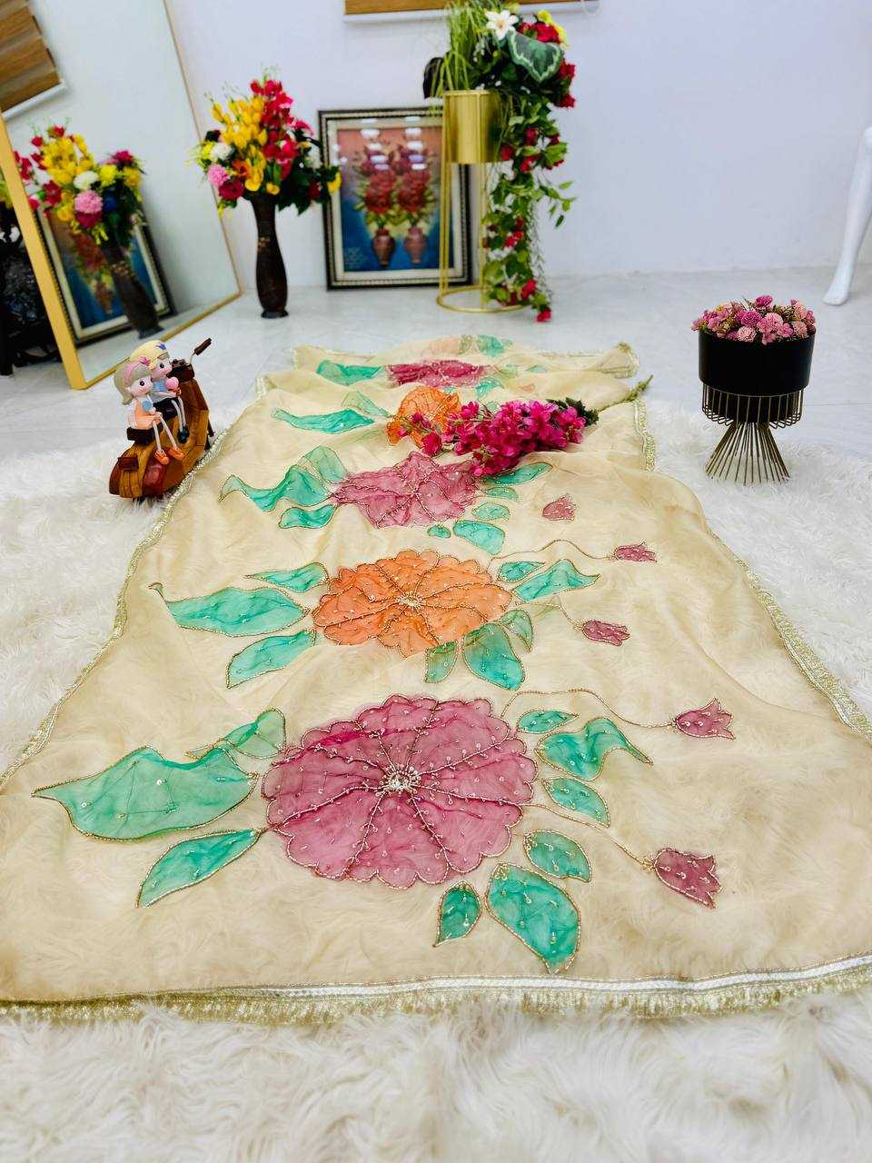 Ynf Organza Silk KESH158 8007 Duppatas Wholesale Printed Duppata Manufacturer- Kapda Export