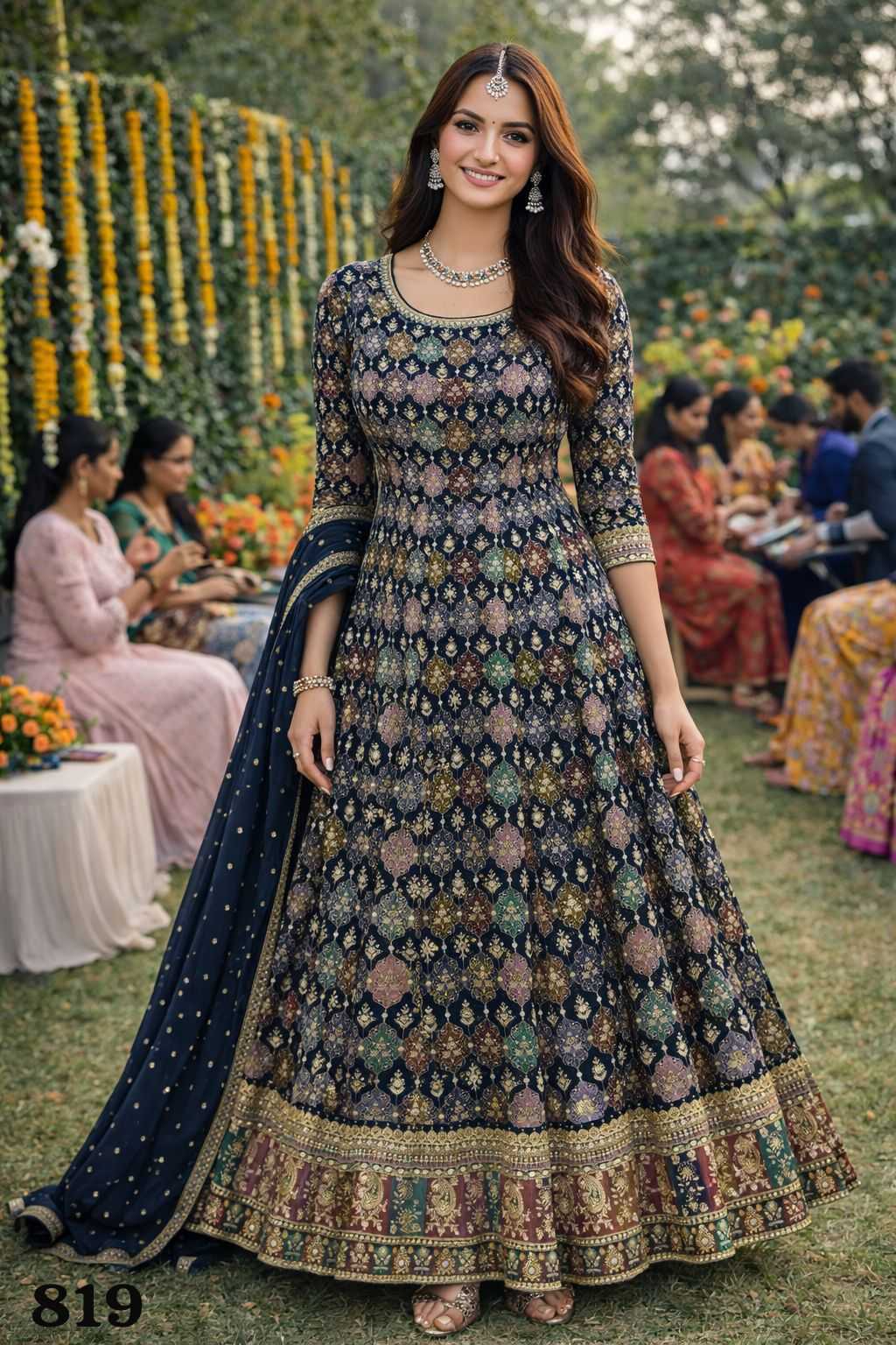 Ynf Premium Silk KESH481 MRUDANGI DEVKI 819 Gowns Wholesale Embroidery Gowns Long Gowns Wedding Gown Manufacturer- Kapda Export