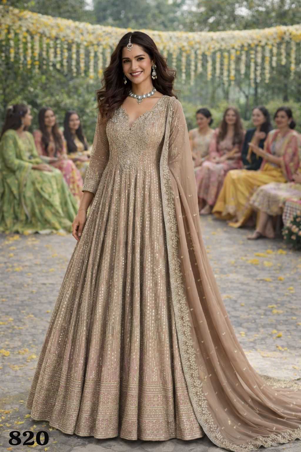 Ynf Premium Silk KESH481 MRUDANGI DEVKI 819 Gowns Wholesale Embroidery Gowns Long Gowns Wedding Gown Manufacturer- Kapda Export