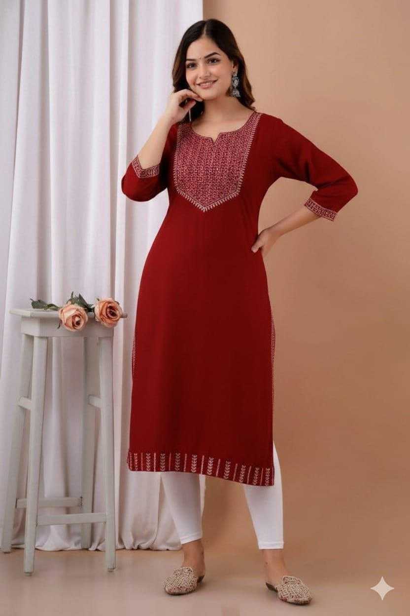 Ynf Reyon Cotton KESH461 220 Kurti Wholesale Casual Kurtis Festive Kurtis Embroidered Kurtis Manufacturer- Kapda Export