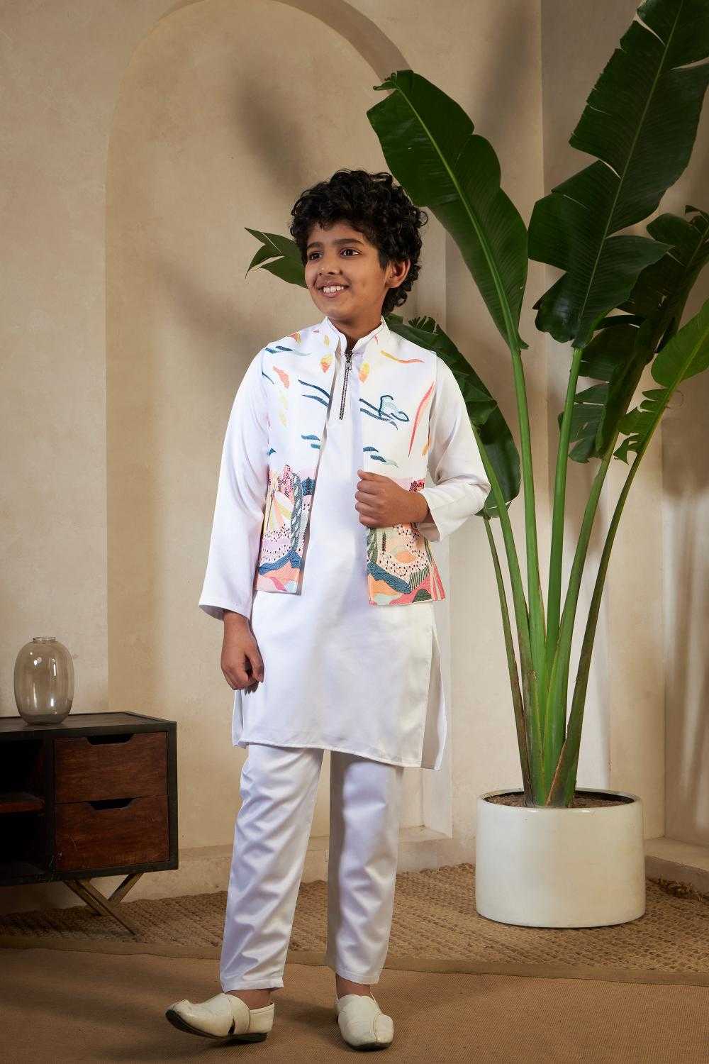 Ynf Satin RIN202 91071 ETHNIC CARNIVAL Kids Wear Wholesale Boys Kurta Pyjama Kids Kurta Pajama Baby Boy Kurta Set Manufacturer- Kapda Export