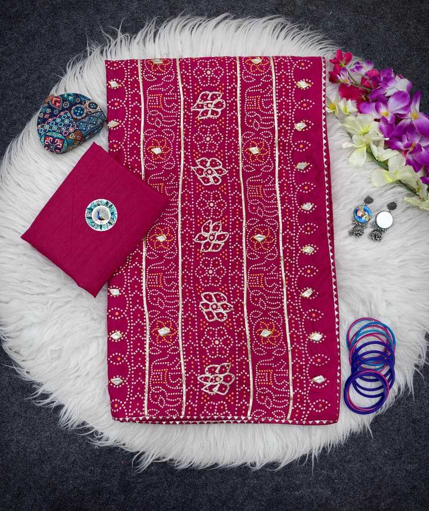 Ynf Silk KESH584 Chikoo Sarees Wholesale Printed Sarees Gota Work Saree Bandhani Sarees Manufacturer- Kapda Export