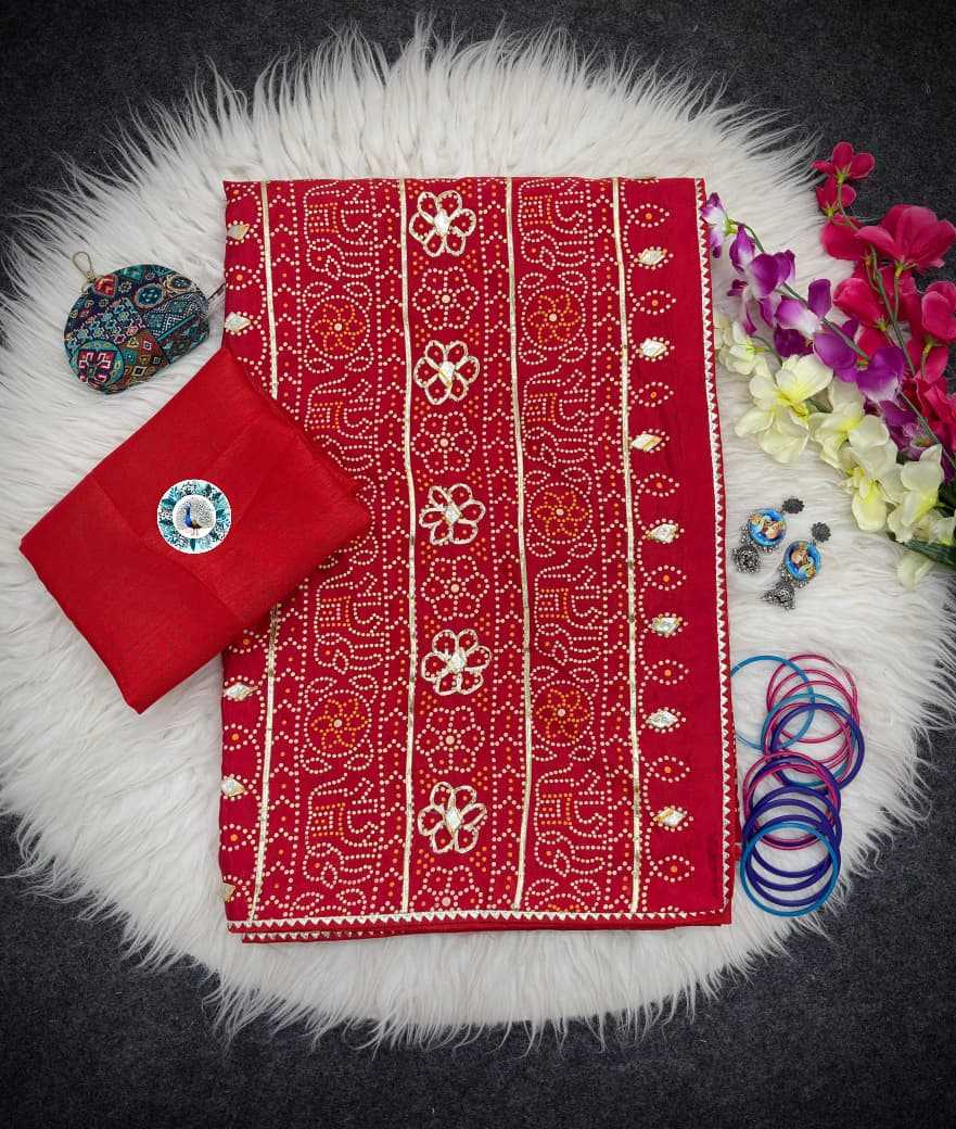 Ynf Silk KESH584 Chikoo Sarees Wholesale Printed Sarees Gota Work Saree Bandhani Sarees Manufacturer- Kapda Export