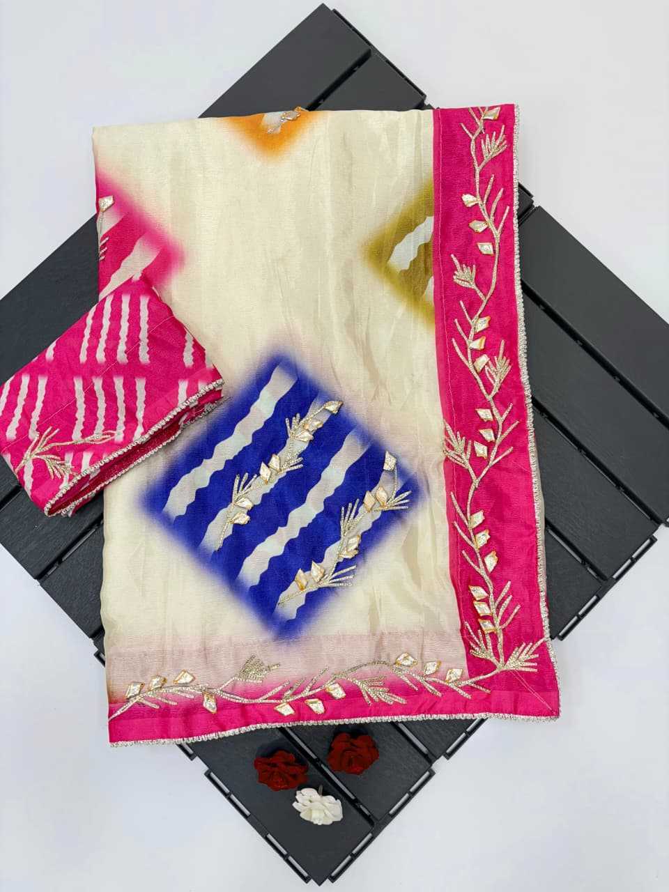 Ynf Silk KESH584 ptint Sarees Wholesale Designer Sarees Printed Sarees Gota Work Saree Manufacturer- Kapda Export